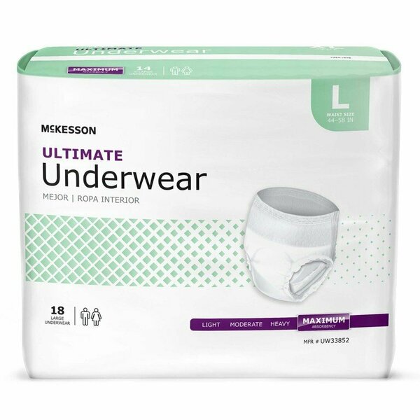 Mckesson Ultimate Maximum Absorbent Underwear, Large, 18PK UW33852